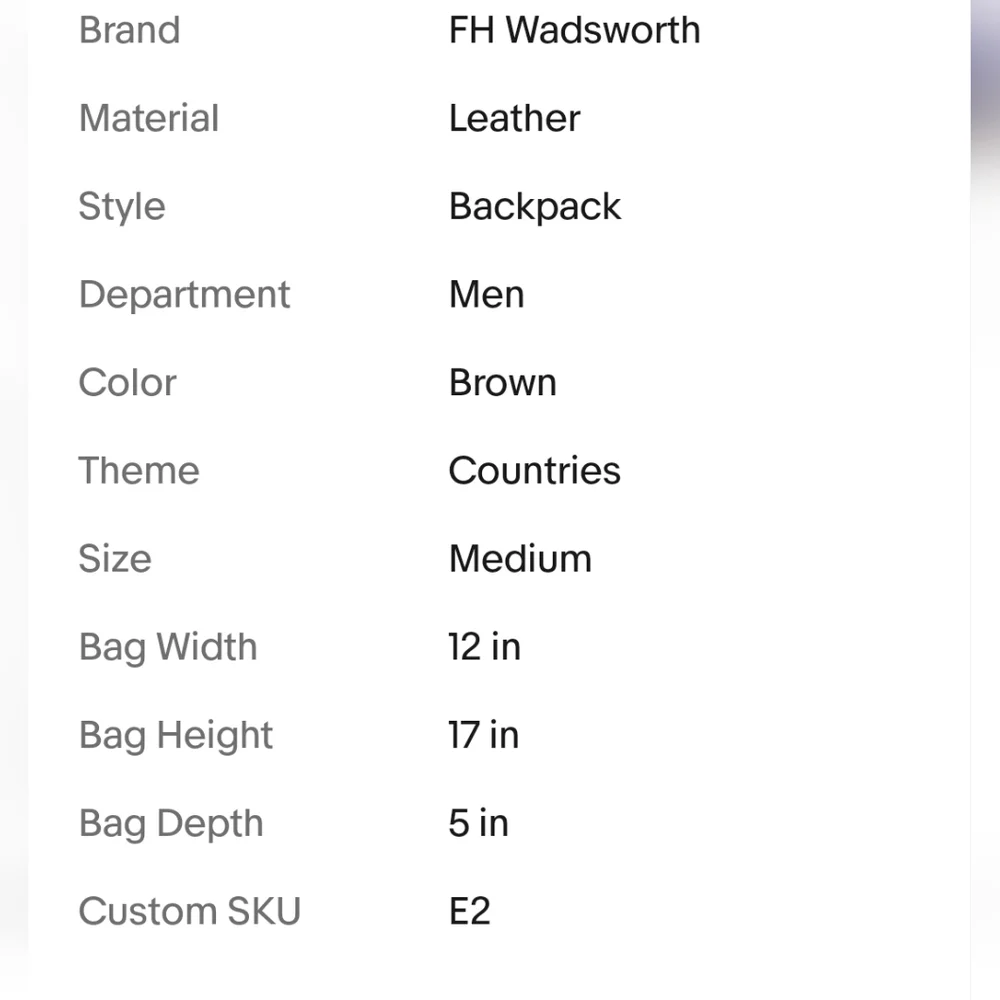 FH Wadsworth Brown Leather Golf Backpack GUC, Clean Interior